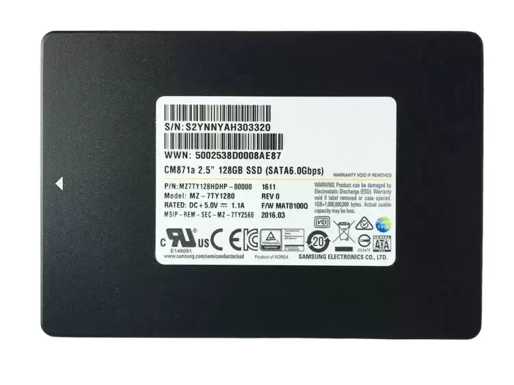 Samsung MZ7TY128HDHP CM871a Series 128GB SATA 6Gb/s TLC 2.5-inch Solid State Drive