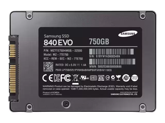 Samsung MZ-7TE750 840 EVO 750GB SATA 6Gb/s TLC AES-256 2.5-inch Solid State Drive