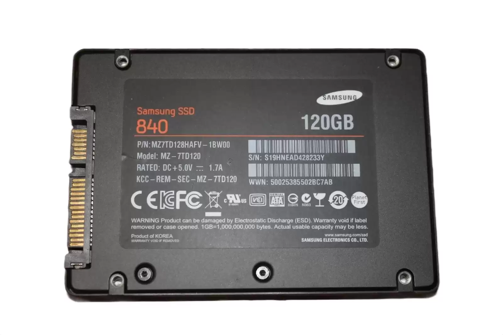 Samsung MZ7TD128HAFV-1BW00 840 Series 120GB SATA 6Gb/s TLC AES-256 2.5-inch Solid State Drive