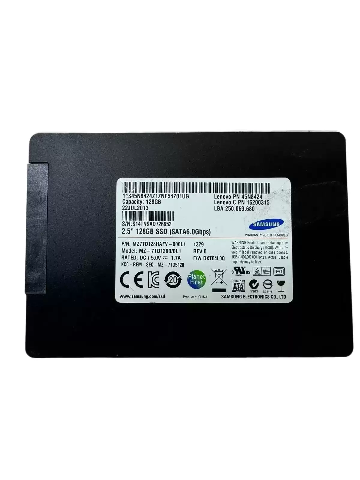 Samsung MZ7TD128HAFV-000L PM841 Series 128GB SATA 6Gb/s TLC AES-256 2.5-inch Solid State Drive