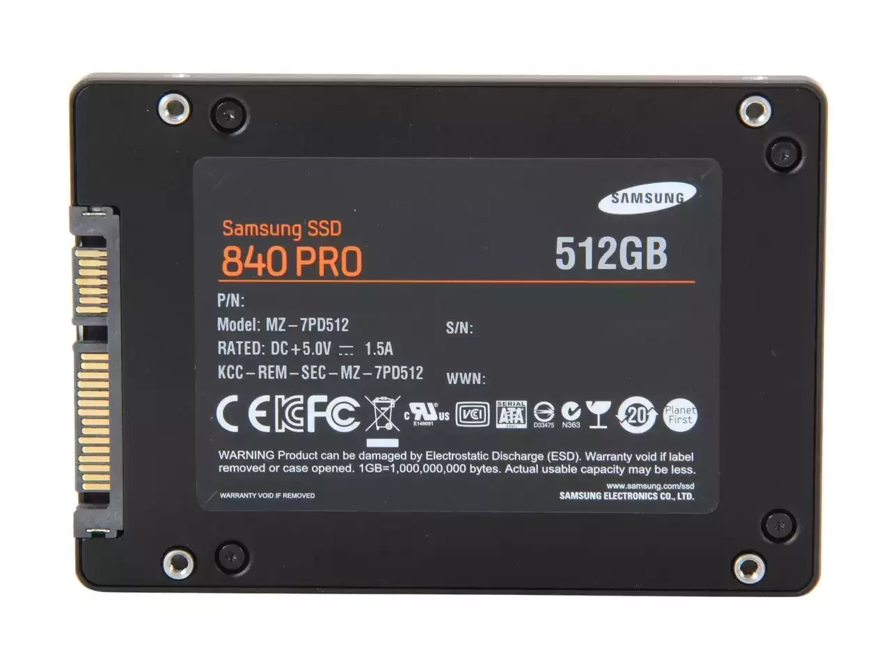 Samsung MZ-7PD512BW 840 PRO 512GB SATA 6Gb/s MLC AES-256 2.5-inch Solid State Drive