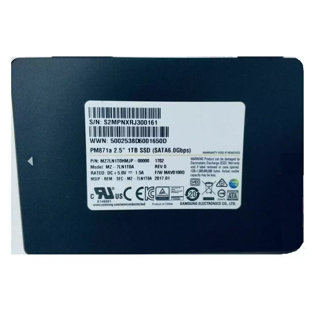 Samsung MZ7LN1T0HMJP PM871a 1TB SATA 6Gb/s 3D NAND TLC 2.5-inch Solid State Drive