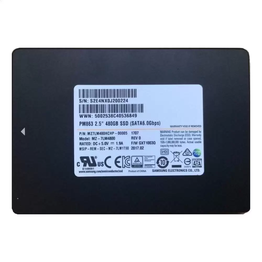 Samsung MZ7LM480HCHP PM863 480GB SATA 6Gb/s 3D NAND TLC PLP 2.5-inch Solid State Drive