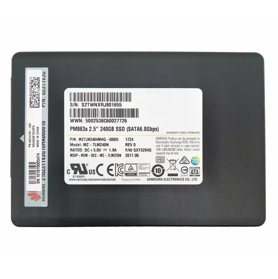 Samsung MZ7LM240HMHQ-00005 PM863a Series 240GB SATA 6Gb/s 3D NAND TLC AES-256 PLP 2.5-inch Solid State Drive