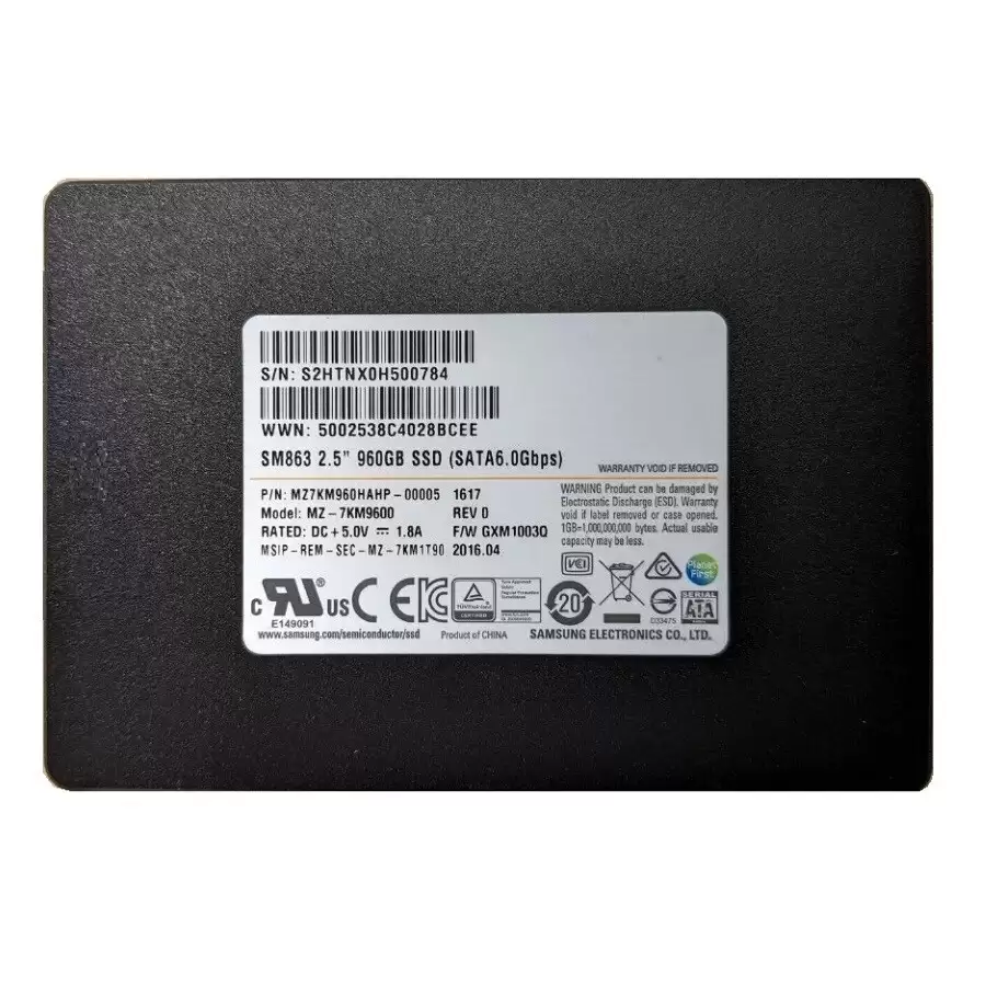 Samsung MZ-7KM960N SM863a 960GB SATA 6Gb/s MLC AES-256 PLP 2.5-inch Solid State Drive