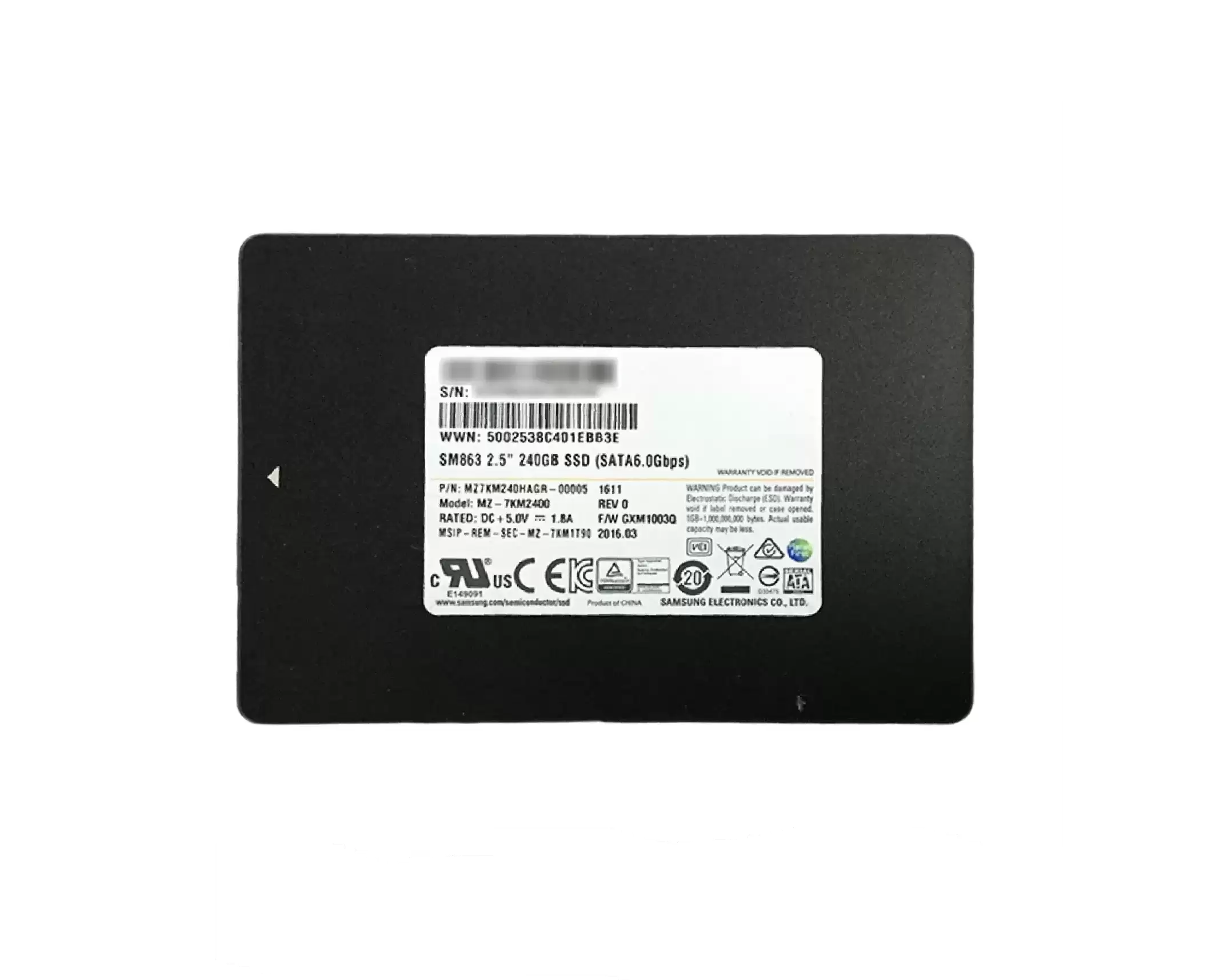 Samsung MZ-7KM2400 SM863 Series 240GB SATA 6Gb/s Mixed Use MLC PLP 2.5-inch Solid State Drive