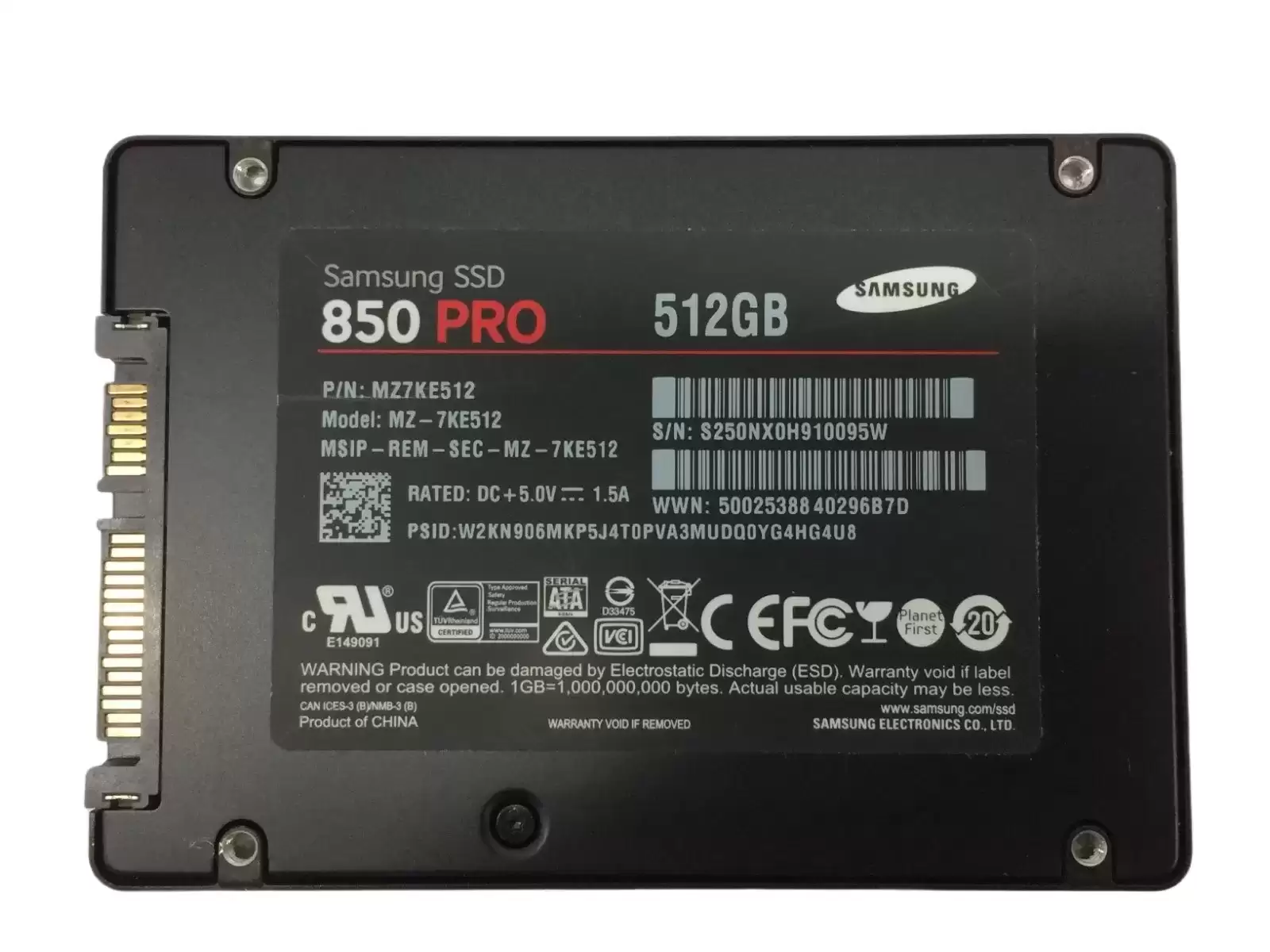 Samsung MZ7KE512 850 PRO 512GB SATA 6Gb/s MLC AES-256 TCG Opal 2.0 2.5-inch Solid State Drive