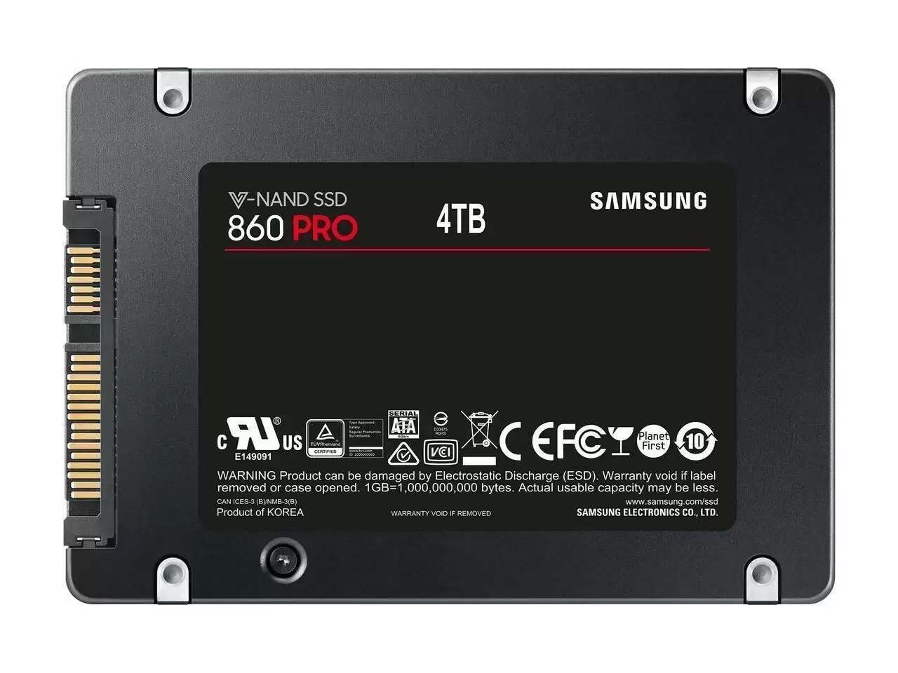 Samsung MZ-76P4T0 860 Pro Series 4TB SATA 6Gb/s 3D NAND MLC AES-256 TCG Opal 2.0 2.5-inch Solid State Drive