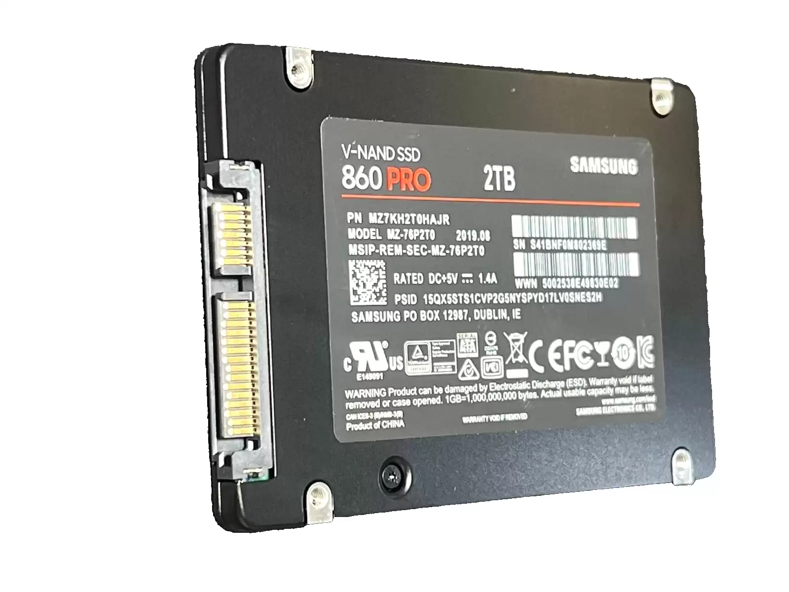 Samsung MZ-76E2T0 860 Evo 2TB SATA 6Gb/s 3D NAND TLC AES-256 TCG Opal 2.0 2.5-inch Solid State Drive