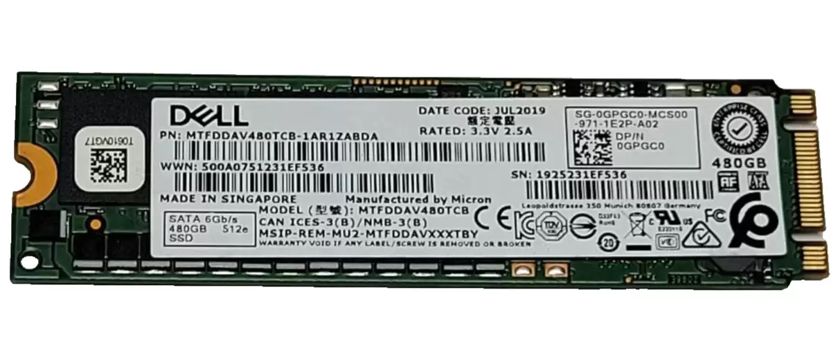 Micron MTFDDAV480TCB 5100 Pro 480GB SATA 6Gb/s 3D NAND TLC M.2 2280 Solid State Drive