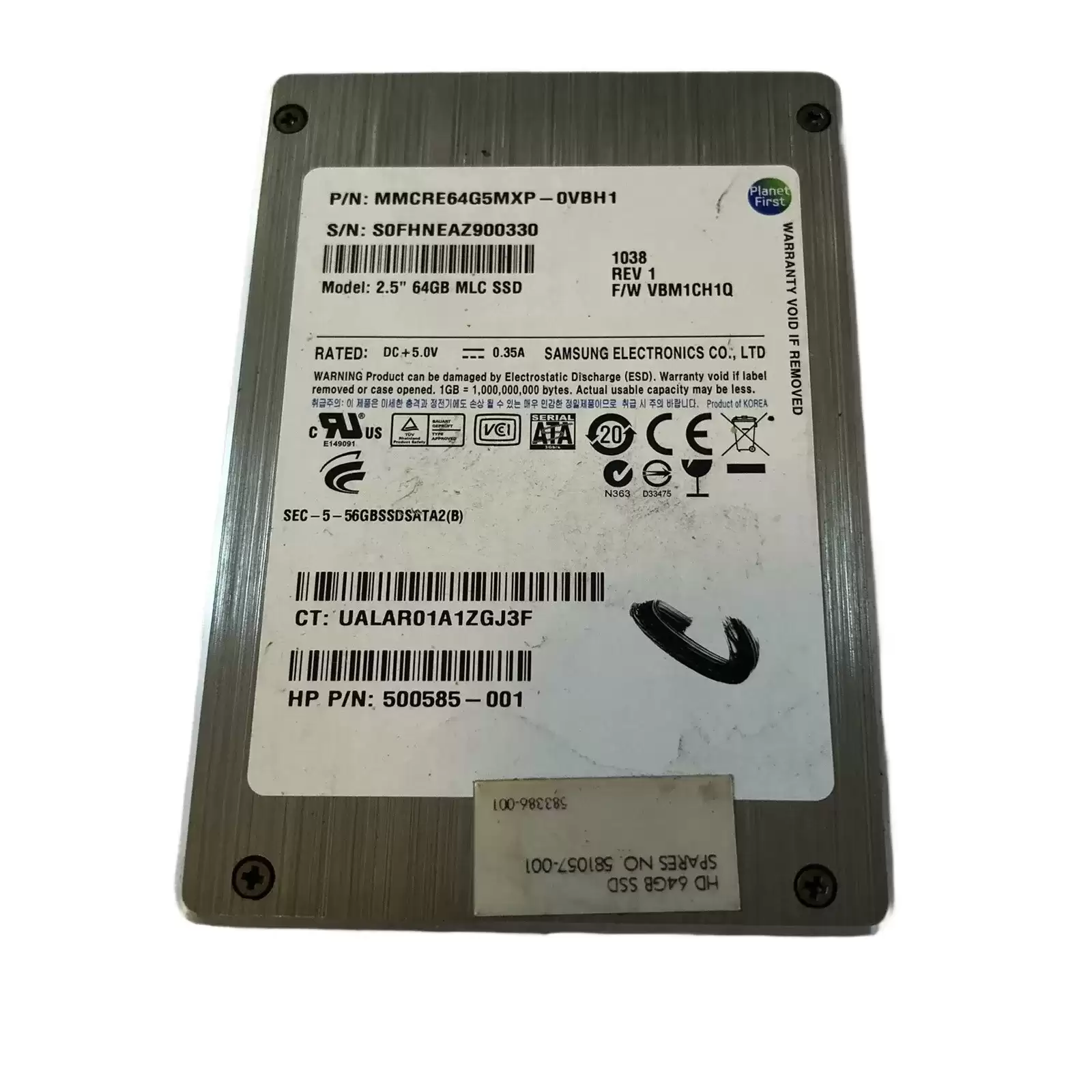 Samsung MMCRE64G5MXP-0VBH1 PM800 Series 64GB SATA 3Gb/s MLC 2.5-inch Solid State Drive