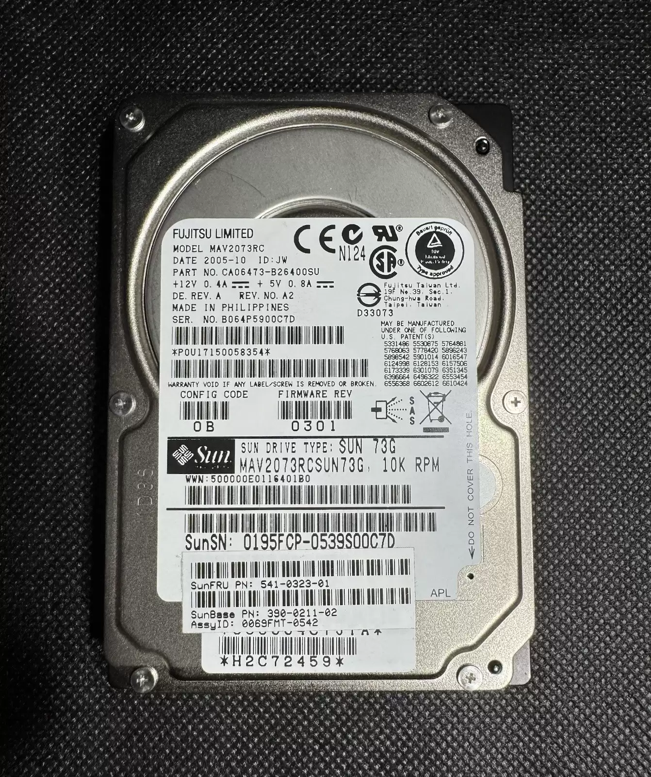 Fujitsu MAV2073RC 73GB SAS 3Gb/s Hot Swap 10000RPM 8MB Cache 2.5-inch Internal Hard Drive