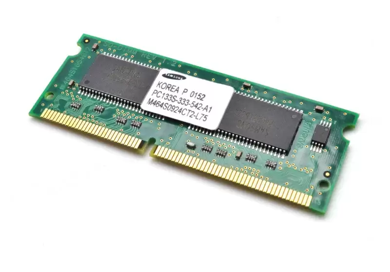 Samsung M464S0924CT2-L75 64MB 133MHz DDR2 PC2-5300 ECCUnbuffered CL3 144-Pin SoDimm 3.3V Single Rank X8 Memory Module