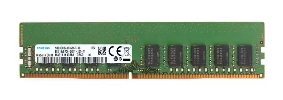 Samsung M391A1K43BB1-CRCQ 8GB 2400MHz DDR4 PC4-19200 ECC Unbuffered CL17 288-Pin DIMM 1.2V Single Rank Memory Module