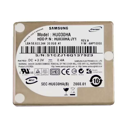 Samsung HU030HA Spinpoint A1 30GB PATA 100Mb/s 3600RPM 2MB Cache 1.8-inch Internal Hard Drive