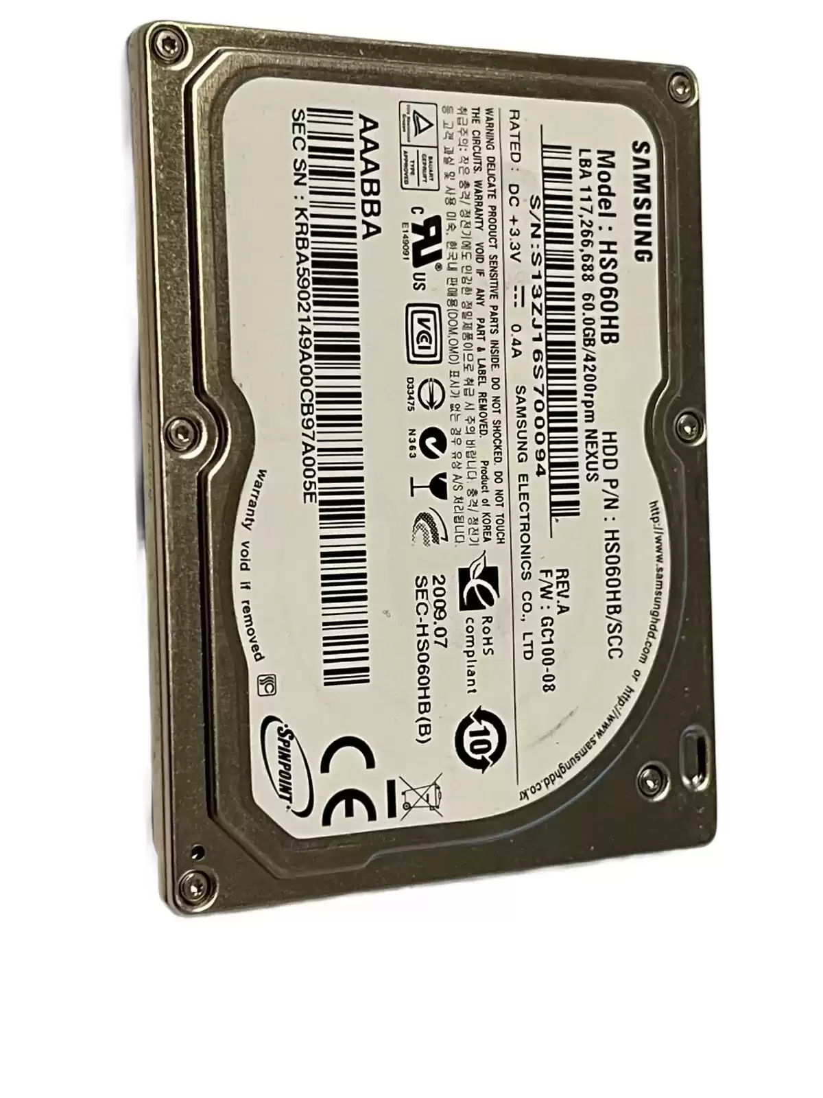 Samsung HS060HB Spinpoint 60GB ATA/100 (ATA6) Internal Hard Drive