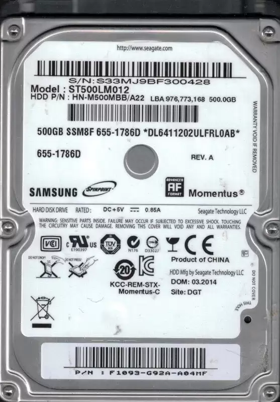 Samsung HN-M500MBB/A22 Spinpoint M8 500GB SATA 3Gb/s 5400RPM 8MB Cache 2.5-inch Internal Hard Drive