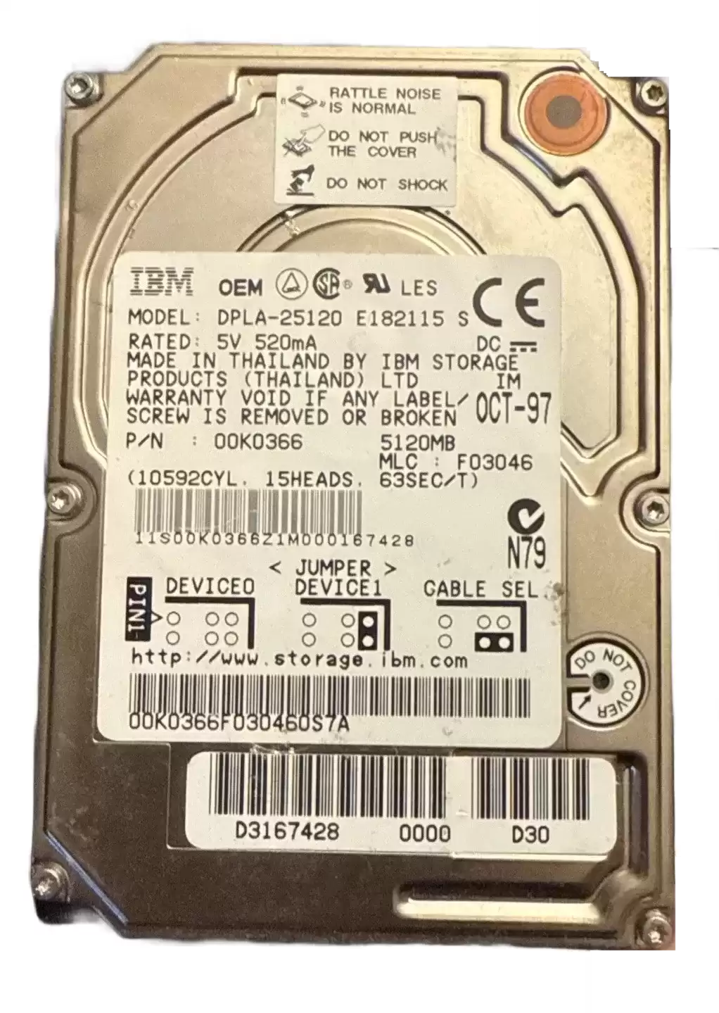 IBM DPLA-25120 Travelstar 5GS 5.1GB ATA/33 4900RPM 468KB Cache 2.5-inch Internal Hard Drive