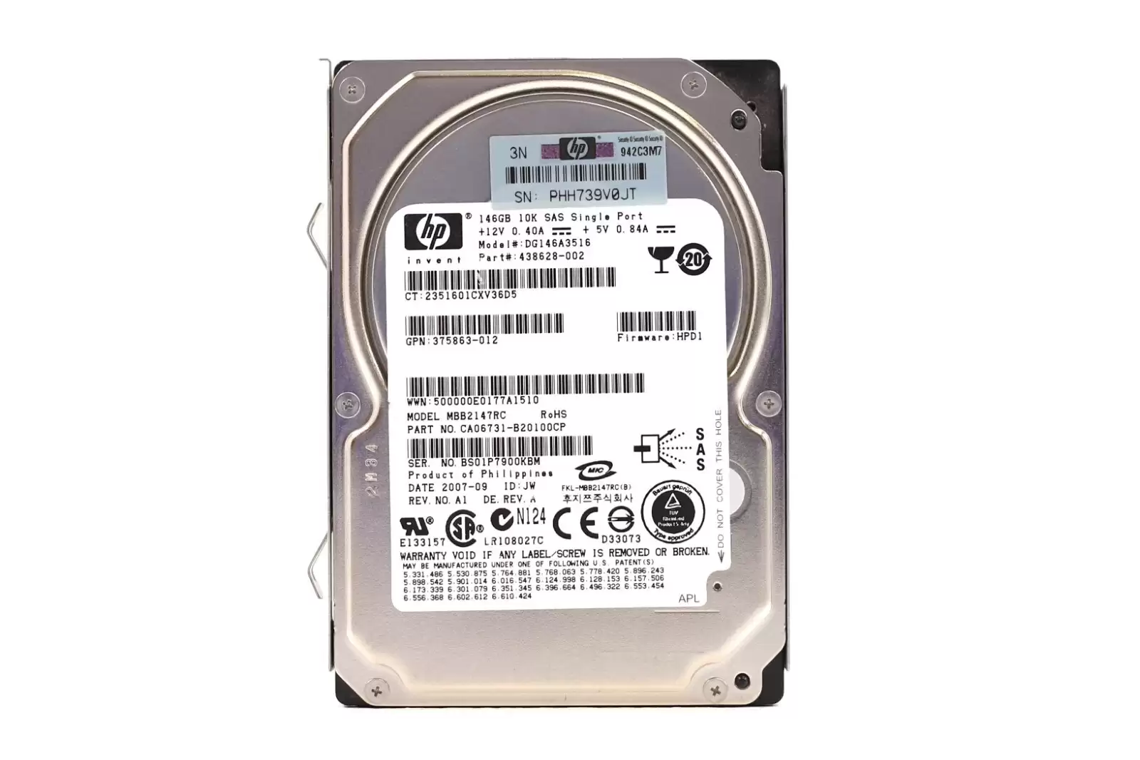 HPE DG146A3516 146GB SAS 3Gb/s Hot Swap 15000RPM 3.5-inch Internal Hard Drive