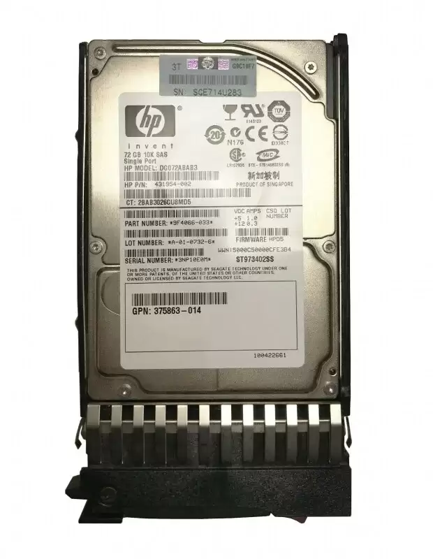 HPE DG072ABAB3 72GB SAS 3Gb/s Hot Swap 10000RPM 2.5-inch Internal Hard Drive