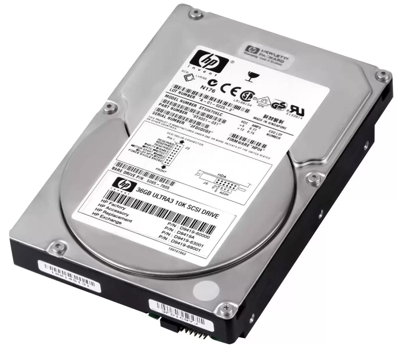 HPE D9419A 36.4GB Ultra-160 SCSI 80-Pin LVD Hot Swap 10000RPM 3.5-inch Internal Hard Drive with Tray