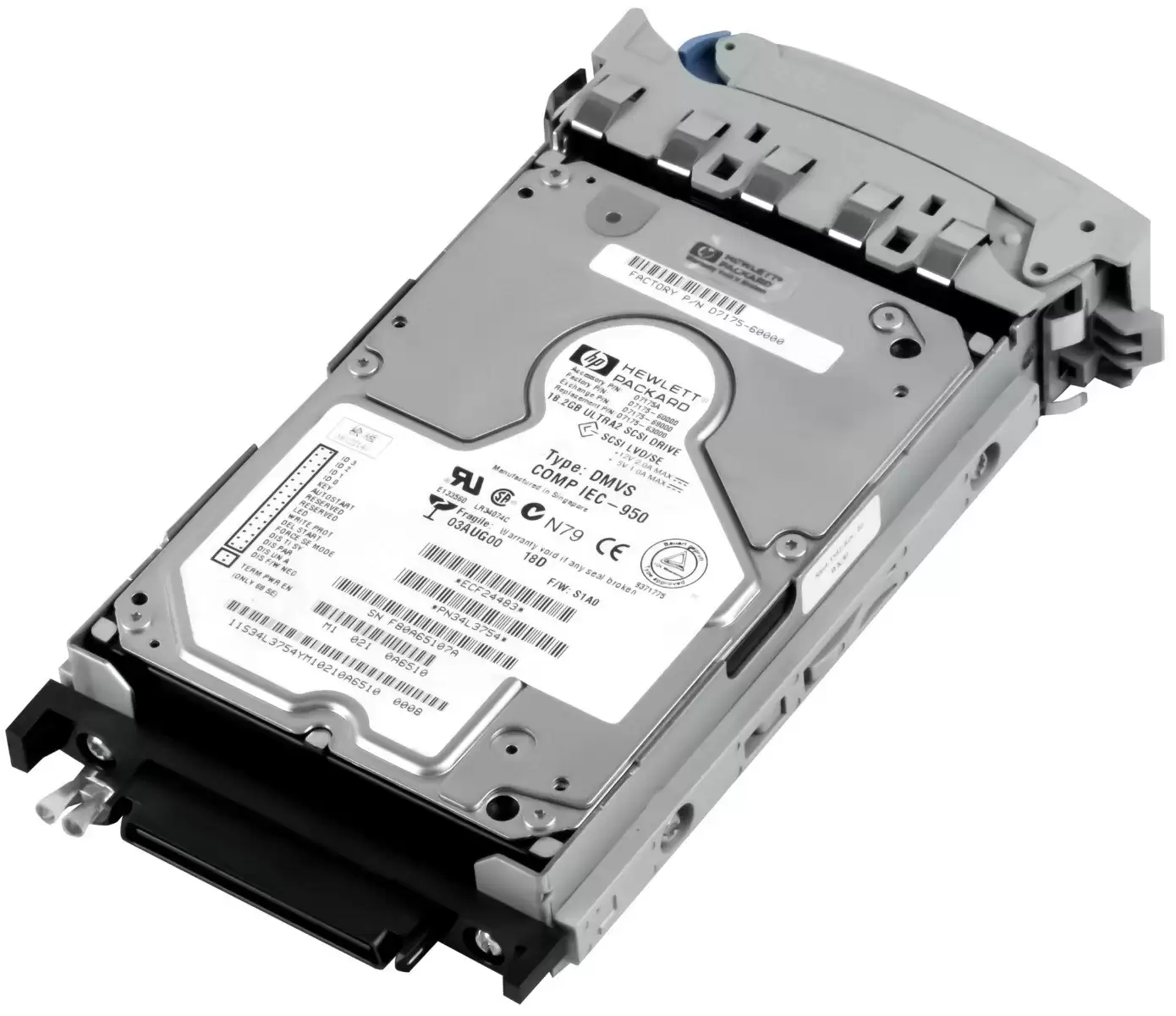 HPE D7175A 18.2GB Ultra-2 SCSI 80-Pin Hot Swap 10000RPM 3.5-inch Internal Hard Drive