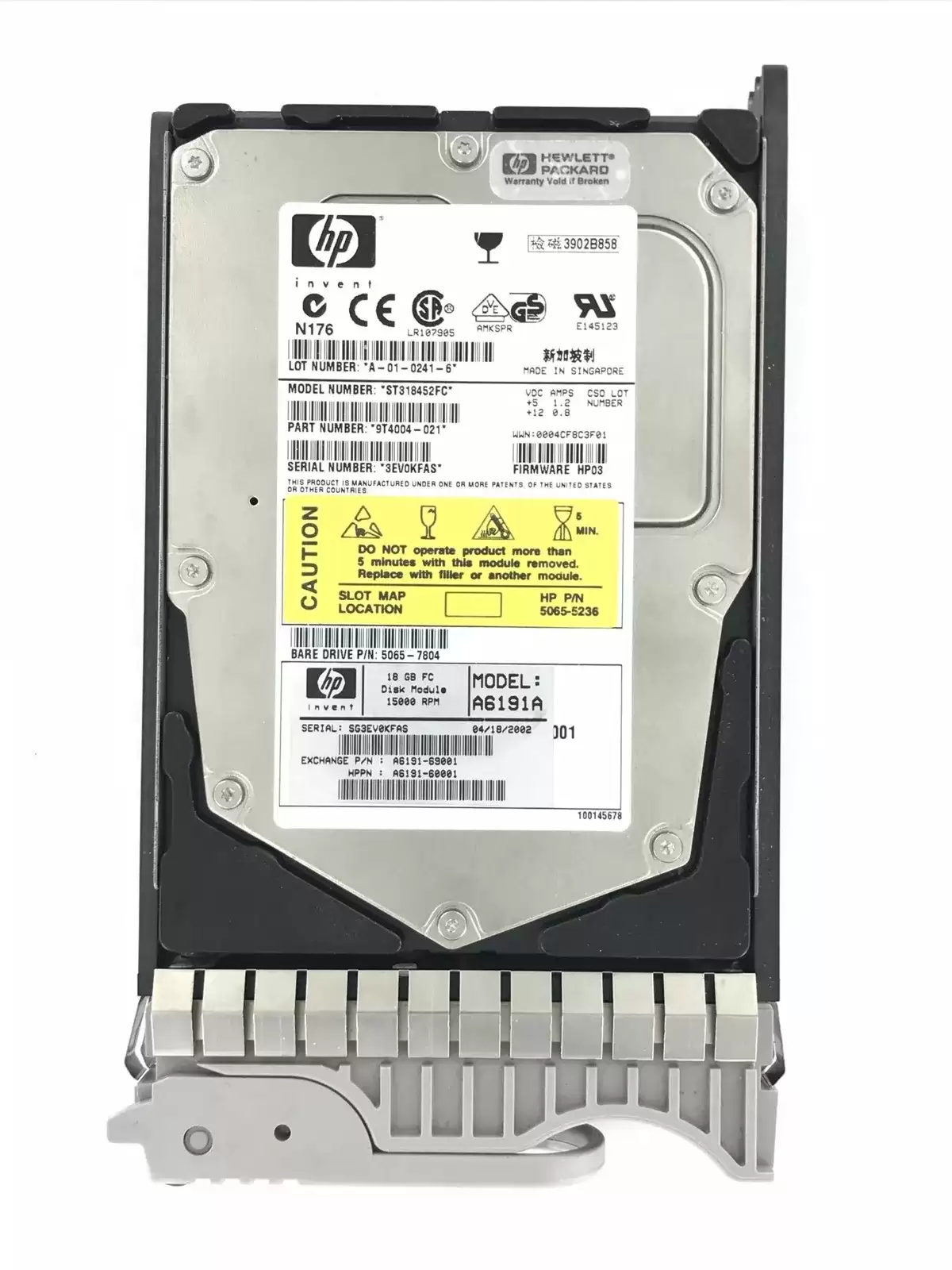 HPE A6191A 18.2GB 15000RPM Fibre Channel 2GB/s 3.5inch Internal Hard Drive