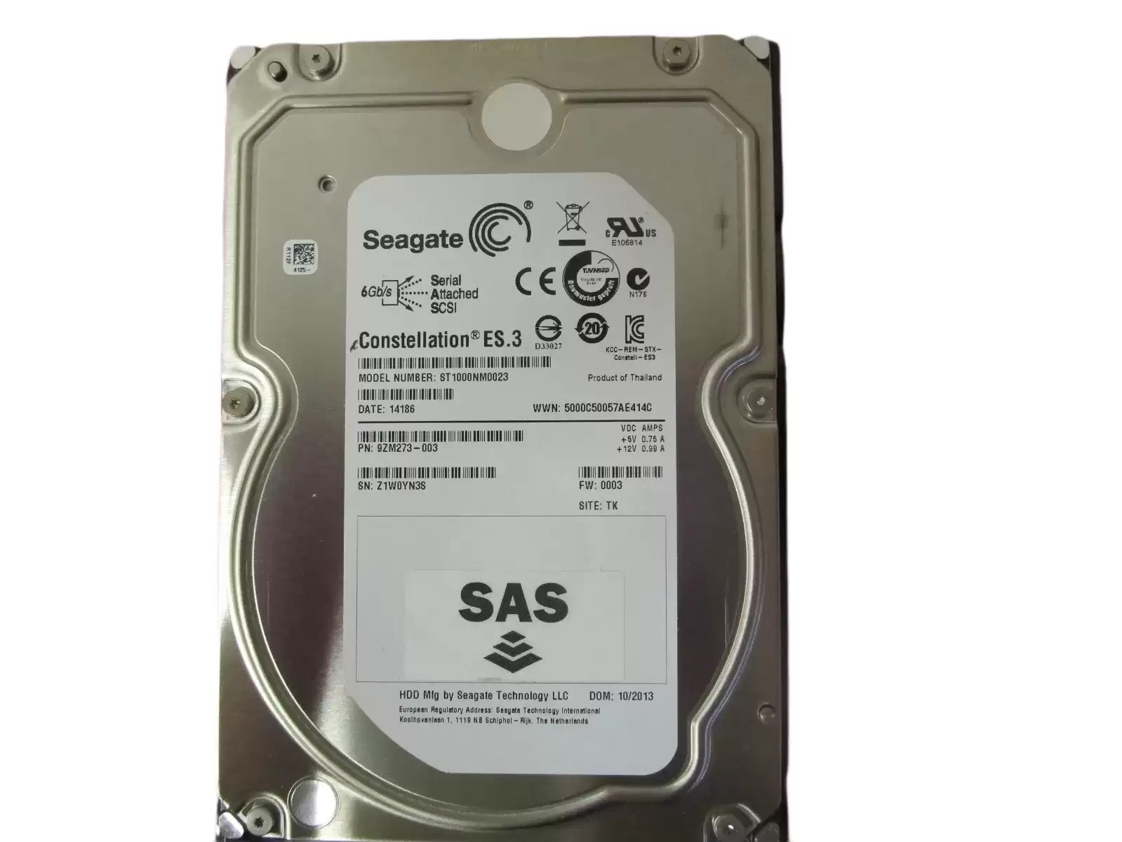 Seagate 9ZM273-003 Constellation ES.3 1TB SAS 6Gb/s 7200RPM 128MB Cache (512n) 3.5-inch Internal Hard Drive