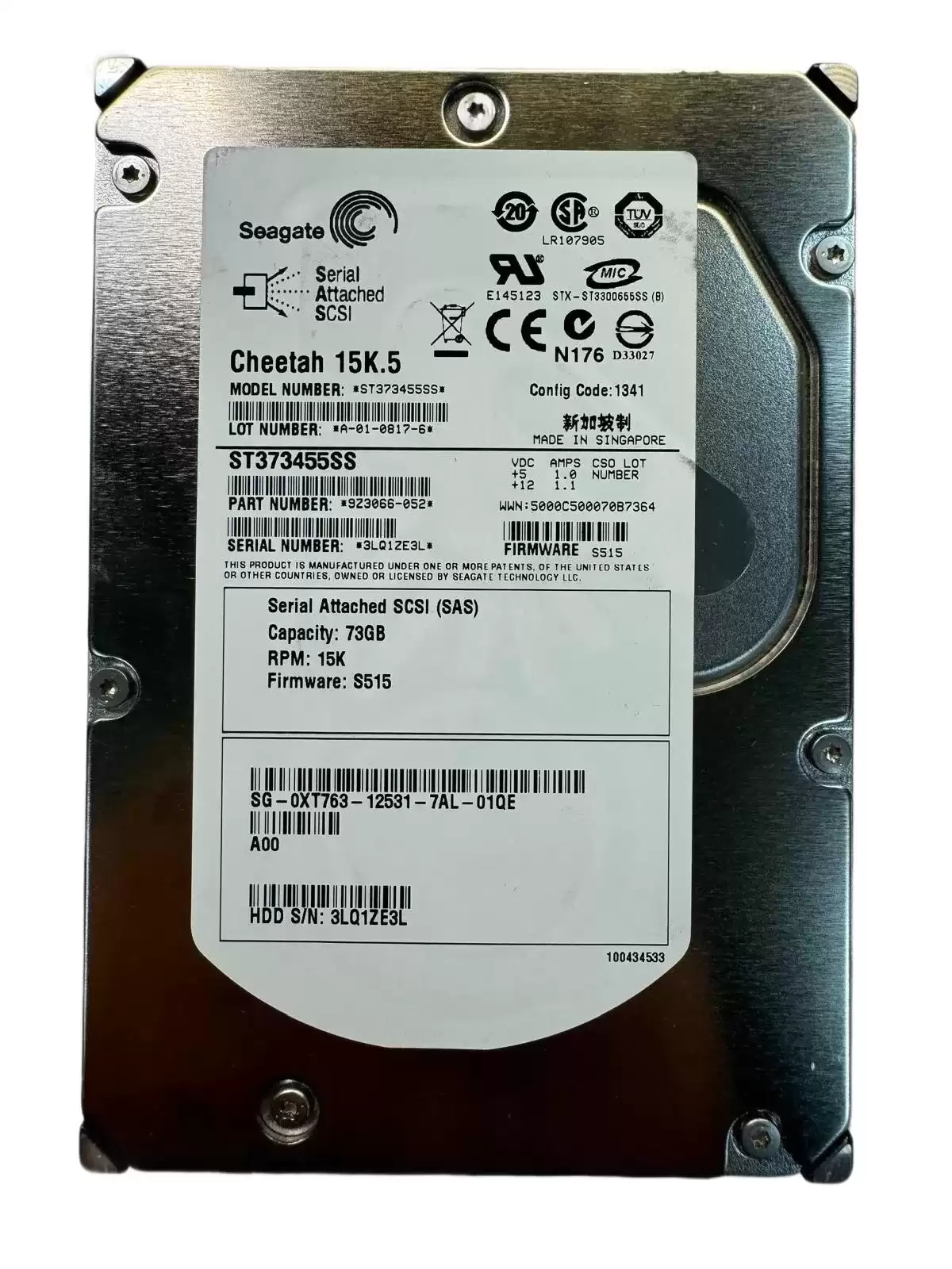 Seagate 9Z3066-052 Cheetah 15K.5 73.4GB SAS 3Gb/s 15000RPM 16MB Cache 3.5-inch Internal Hard Drive