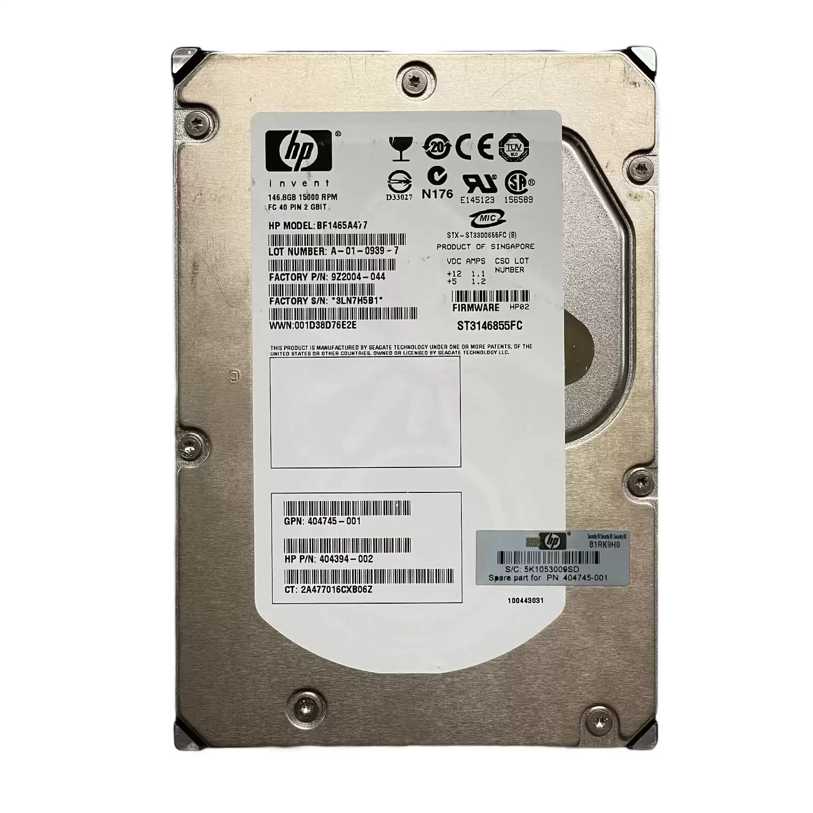 Seagate 9Z2004-044 Cheetah 15K.5 146.8GB Fibre Channel 4Gb/s 15000RPM 16MB Cache 3.5-inch Internal Hard Drive