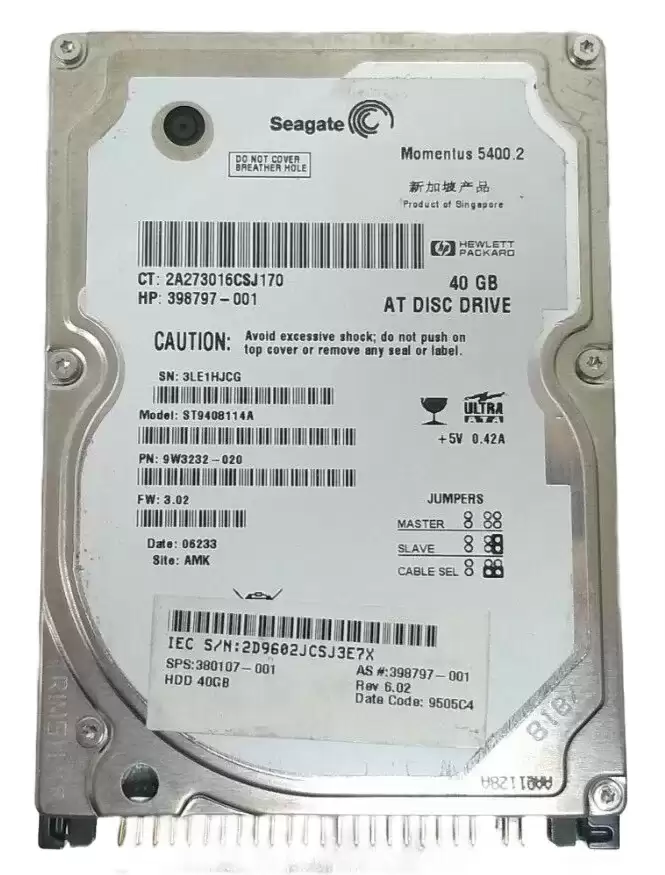 Seagate 9W3232-020 Momentus 5400.2 40GB ATA/100 5400RPM 8MB Cache 2.5-inch Internal Hard Drive