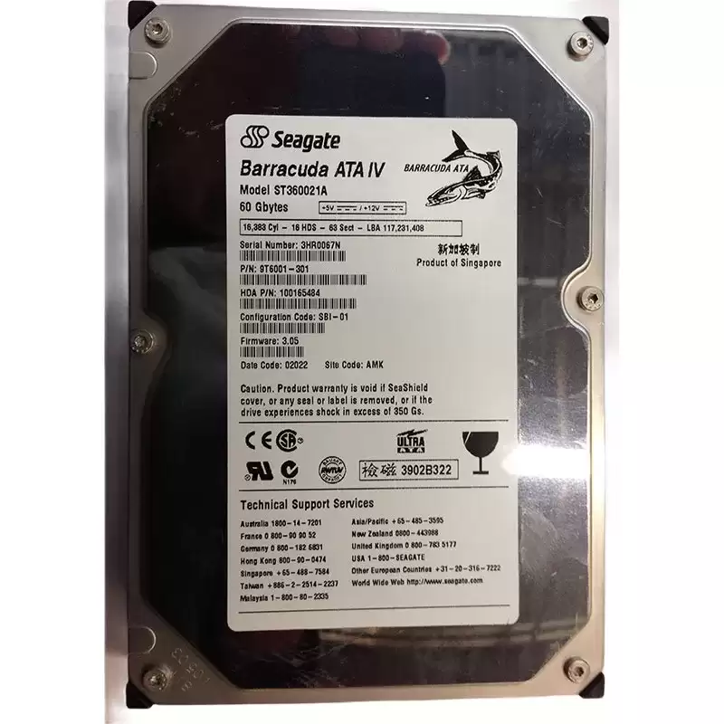 Seagate 9T6001-301 Barracuda ATA IV 60GB ATA/100 7200RPM 2MB Cache 3.5-inch Internal Hard Drive