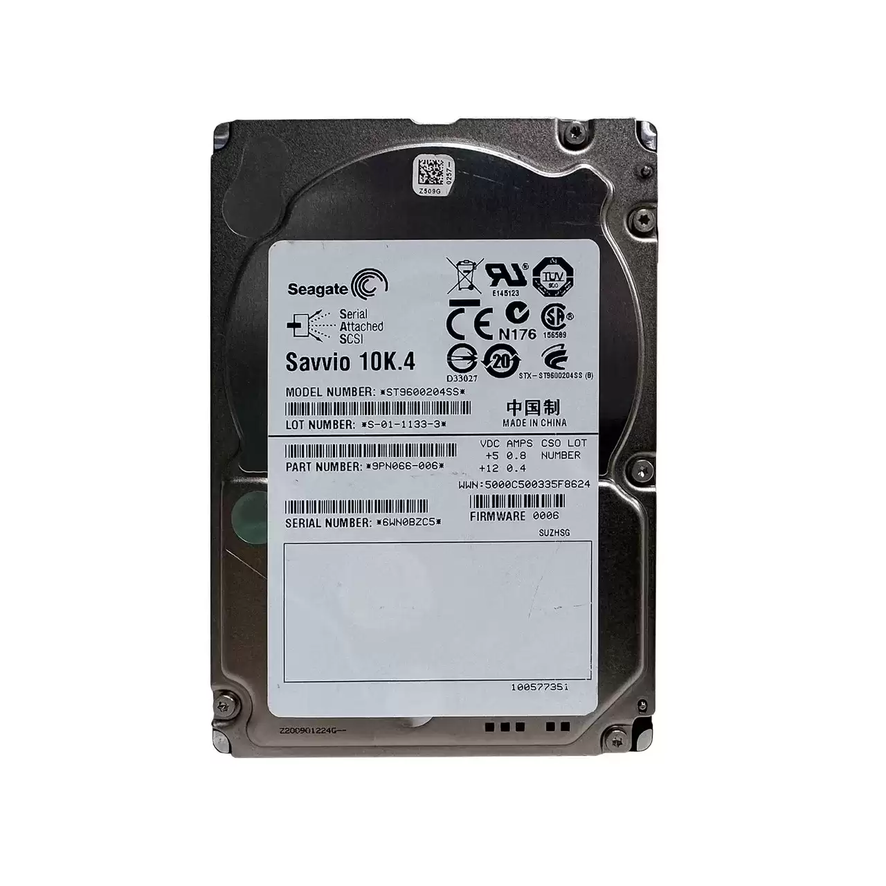 Seagate 9PN066-006 Savvio 10K.4 600GB SAS 6Gb/s 10000RPM 16MB Cache 2.5-inch Internal Hard Drive