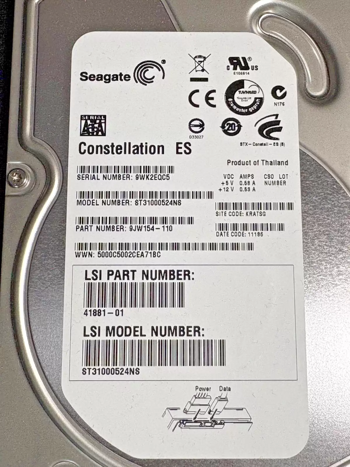 Seagate 9JW154-110 Constellation ES 1TB SATA 3Gb/s 7200RPM 32MB Cache 3.5-inch Internal Hard Drive