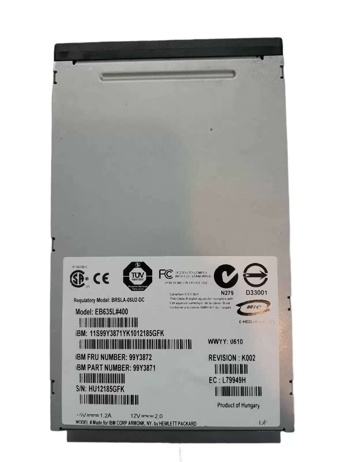 IBM 99Y3869 80GB (Native) / 160GB (Compressed) DDS USB Half Height Internal Tape Drive