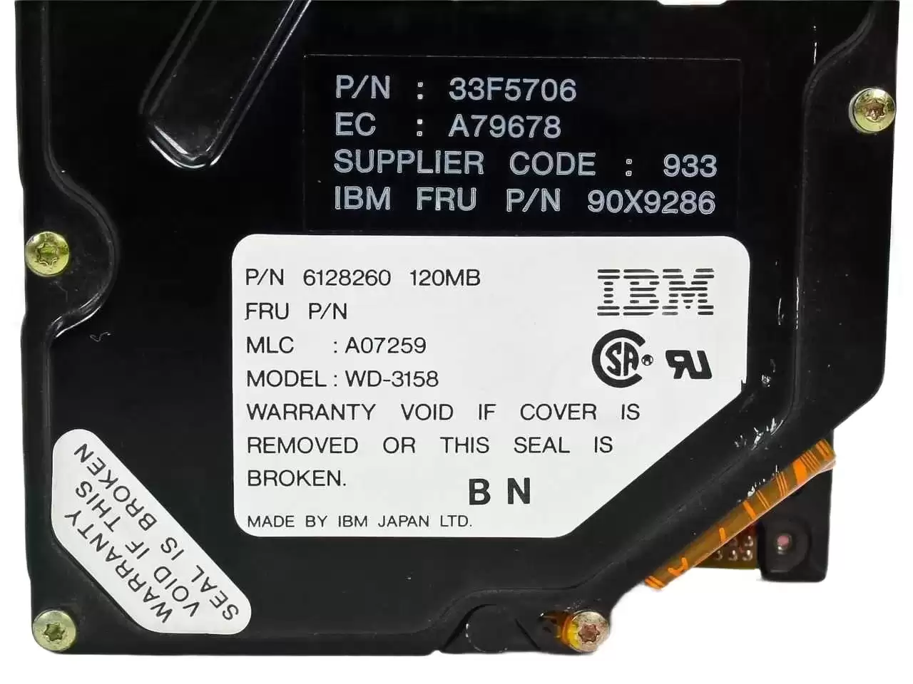 IBM 90X9286 120MB 3600RPM SCSI 50Pin 3.5inch Internal Hard Drive