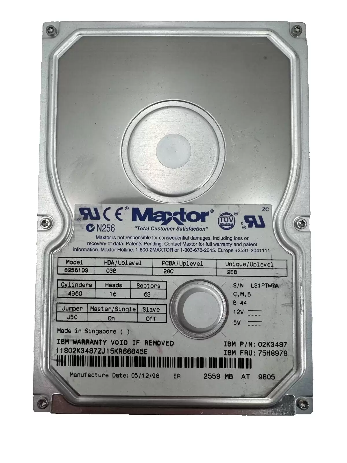 IBM 75H8978 2.5GB 5200RPM ATA33 256KB Cache 3.5inch Internal Hard Drive