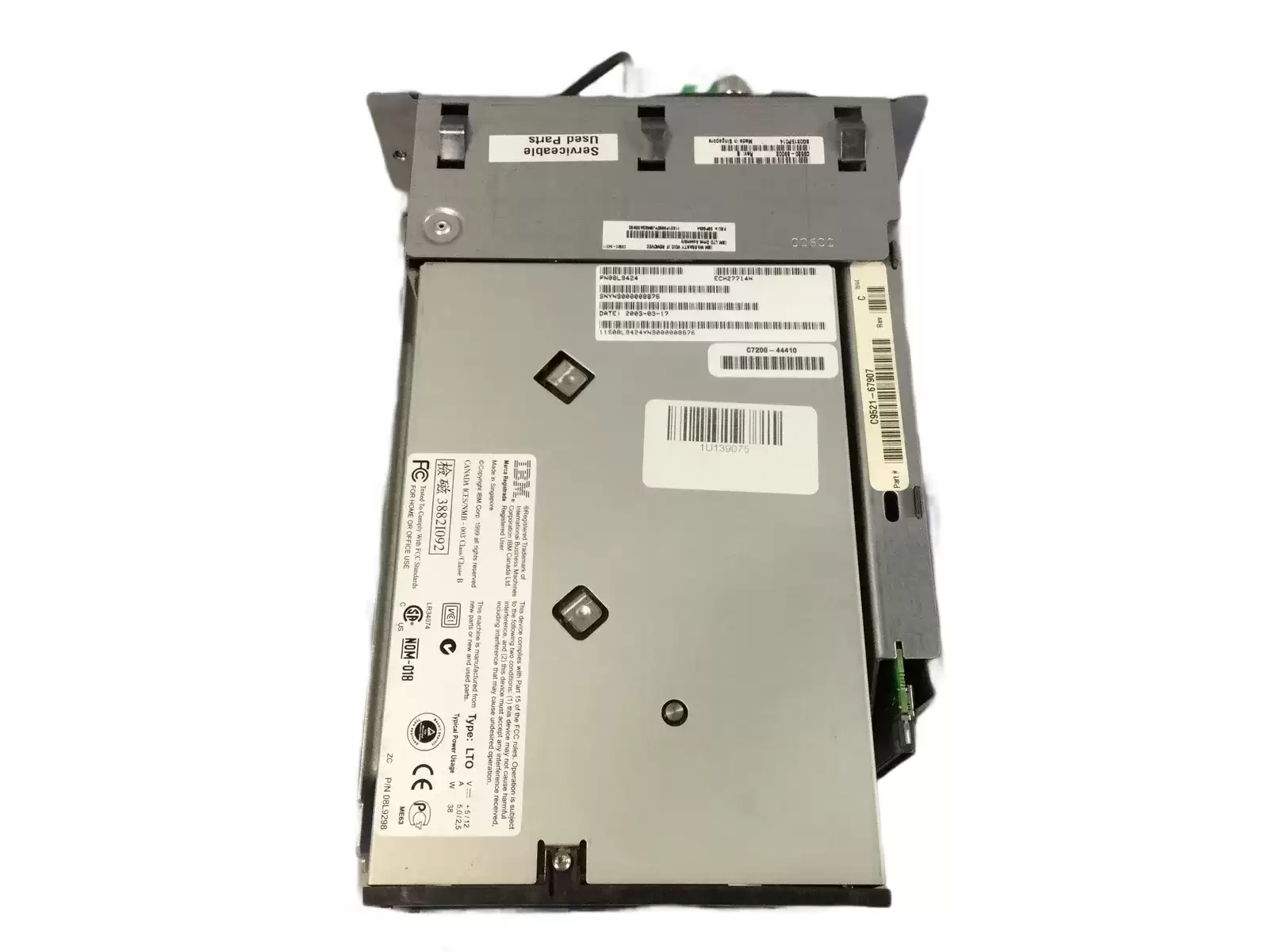 IBM 59P6654 100GB (Native) / 200GB (Compressed) LTO-1 SCSI LVD Loader Internal Tape Drive