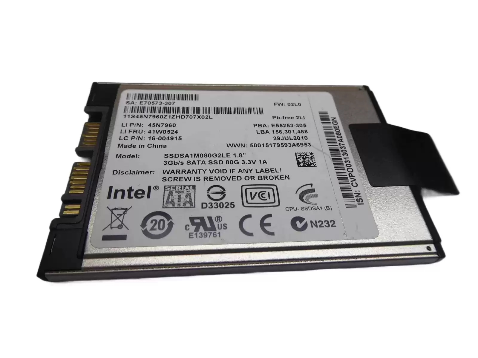 Lenovo 45N7960 80GB SATA 3Gb/s MLC 1.8-inch Solid State Drive