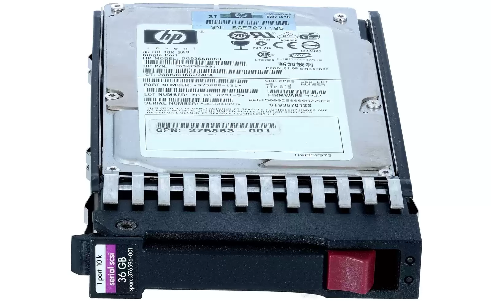 HPE 375859-B21 36.4GB SAS 3Gb/s Single Port Hot Swap 10000RPM 2.5-inch Internal Hard Drive with Tray