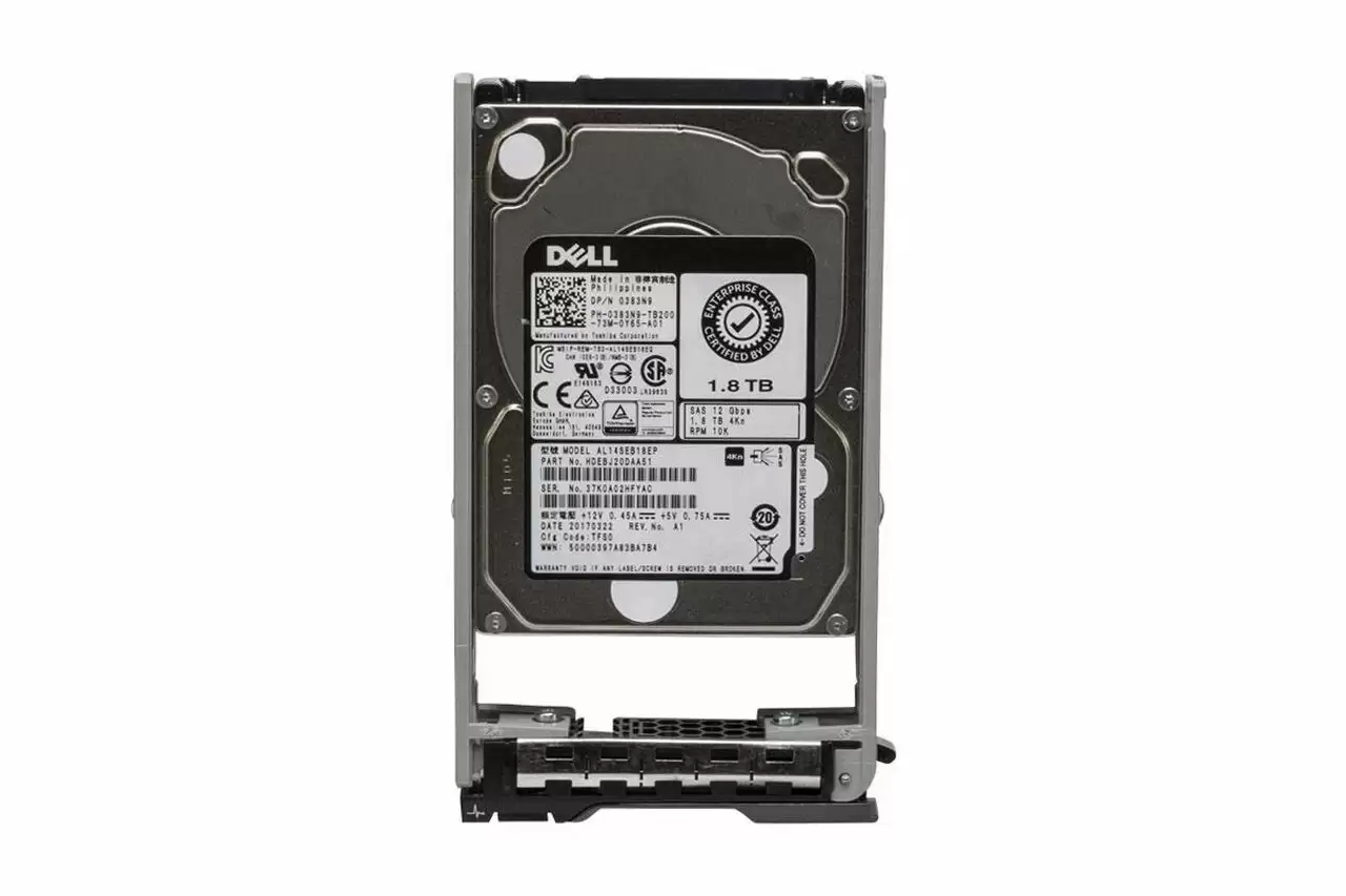 Dell 383N9 1.8TB SAS 12Gb/s Hot Swap 10000RPM 128MB Cache (4Kn) 2.5-inch Internal Hard Drive with Tray for PowerEdge G13