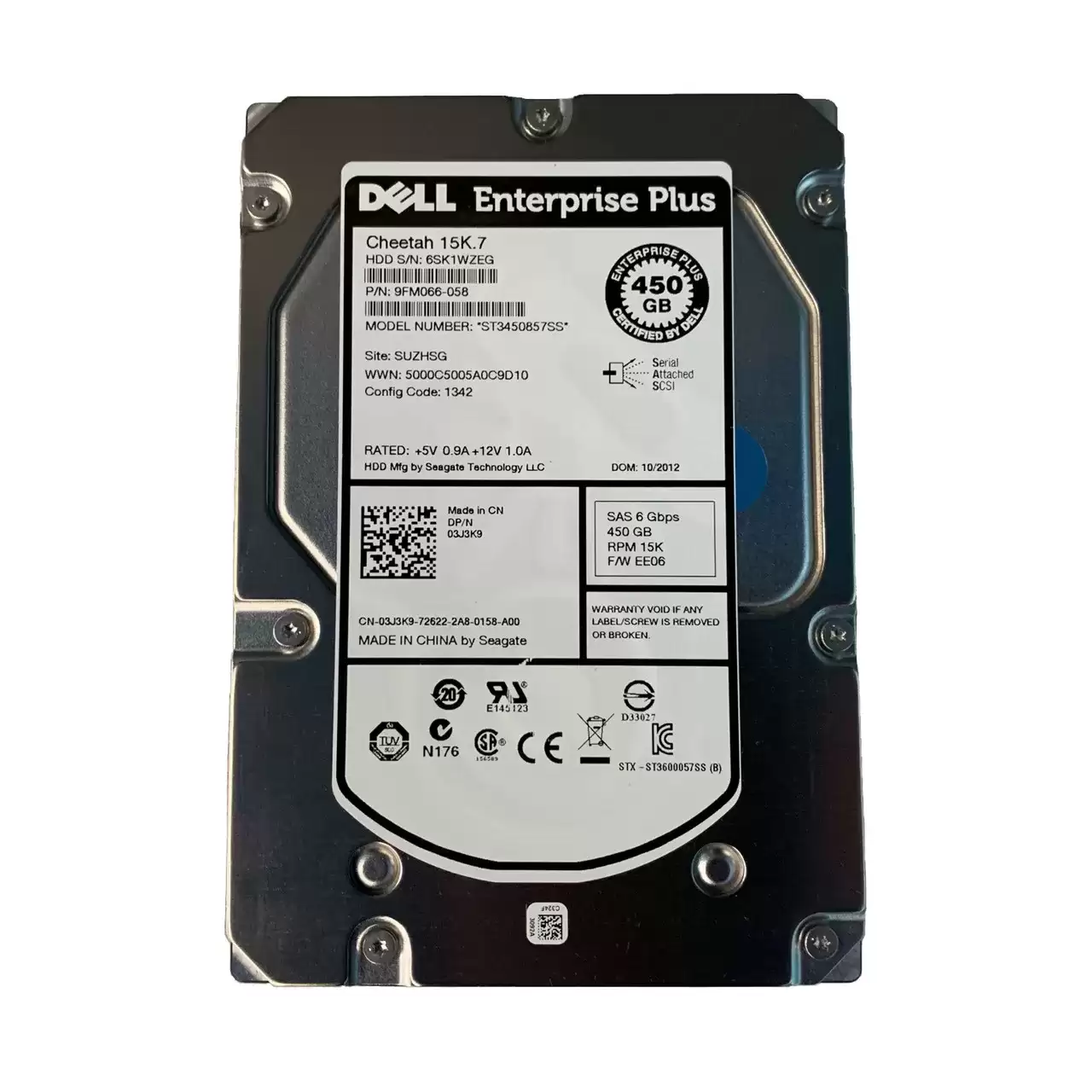 Dell 03J3K9 450GB SAS 6Gb/s Hot Swap 15000RPM 16MB Cache 3.5-Inch Internal Hard Drive with Tray for PowerEdge G13