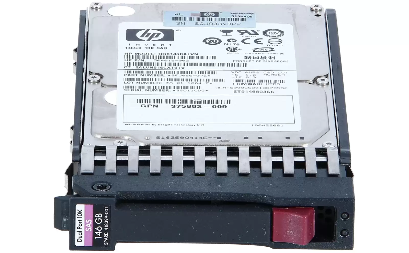 HPE 418399-001 146GB SAS 3Gb/s Dual Port Hot Swap 10000RPM 2.5-inch Internal Hard Drive with Tray for MSA