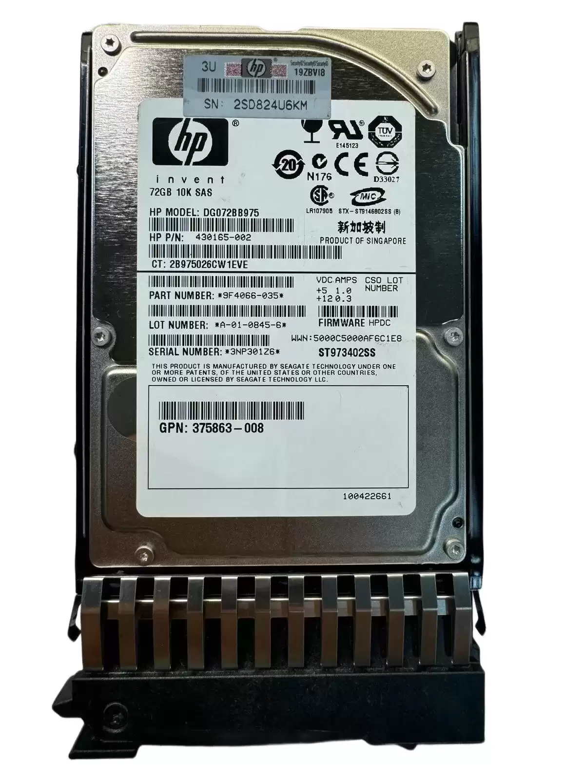 HPE 430165-002 73GB SAS 3Gb/s Dual Port Hot Swap 10000RPM 16MB Cache 2.5-inch Internal Hard Drive with Tray for ProLiant DL180 and DL320 G7