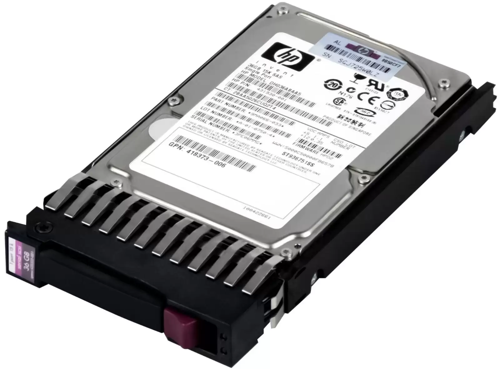HPE 430169-001 36.4GB SAS 3Gb/s Dual Port Hot Swap 15000RPM 2.5-inch Internal Hard Drive with Smart Carrier