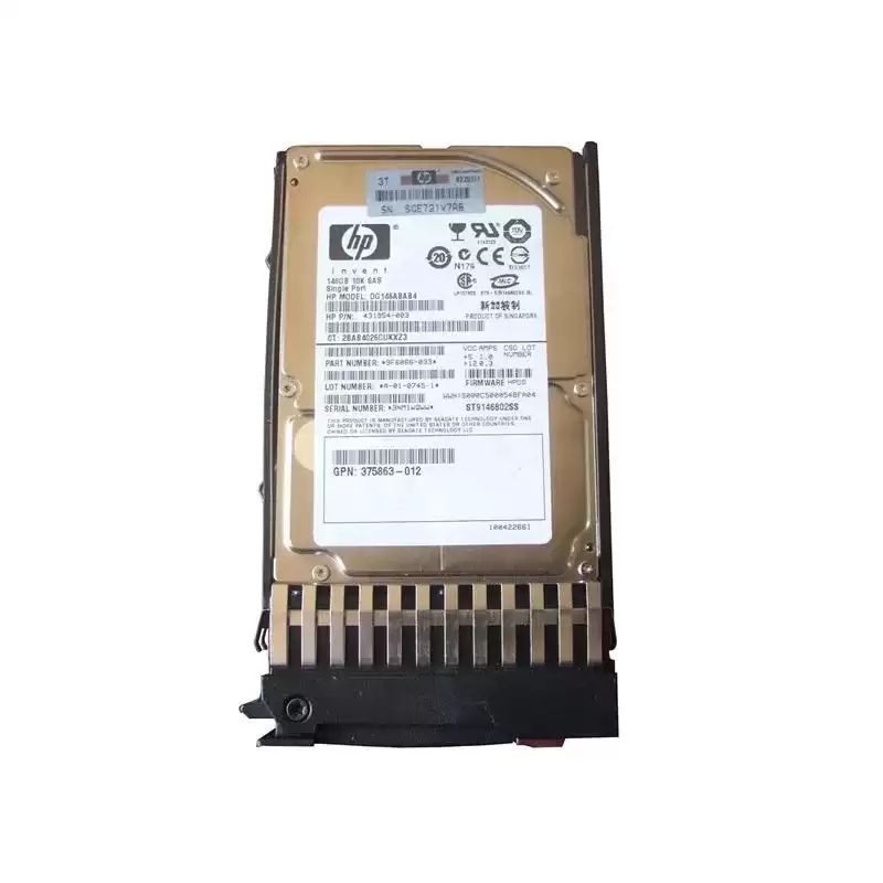 HPE 431954-003 146GB SAS 3Gb/s Single Port Hot Swap 10000RPM 2.5-inch Internal Hard Drive with Smart Carrier for ProLiant G5 G6 and G7