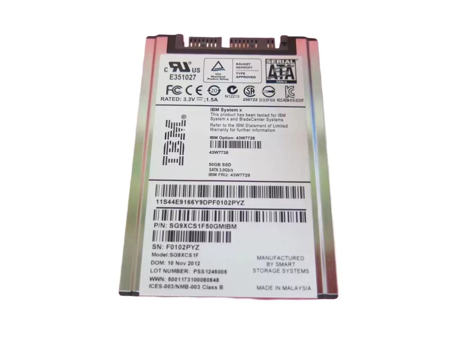 IBM 43W7729 50GB SATA 3Gb/s MLC 1.8-inch Solid State Drive