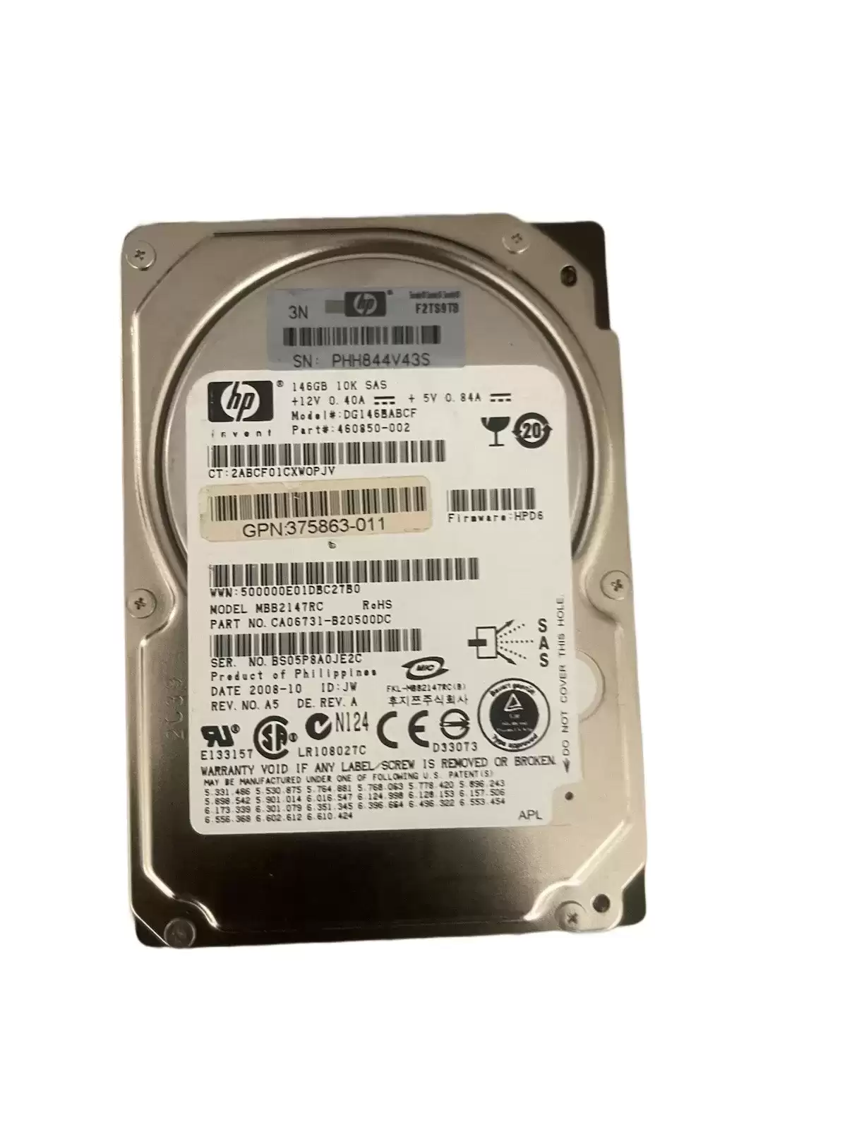 HPE 460850-002 146GB SAS 3Gb/s Dual Port Hot Swap 10000RPM 2.5-inch Internal Hard Drive with Smart Carrier