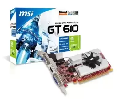 MSI Nvidia GT610 1GB DDR3 64-Bit HMDI / DVI / D-Sub PCI-Express 2.0 x16 Video Graphics Card N610GT-M