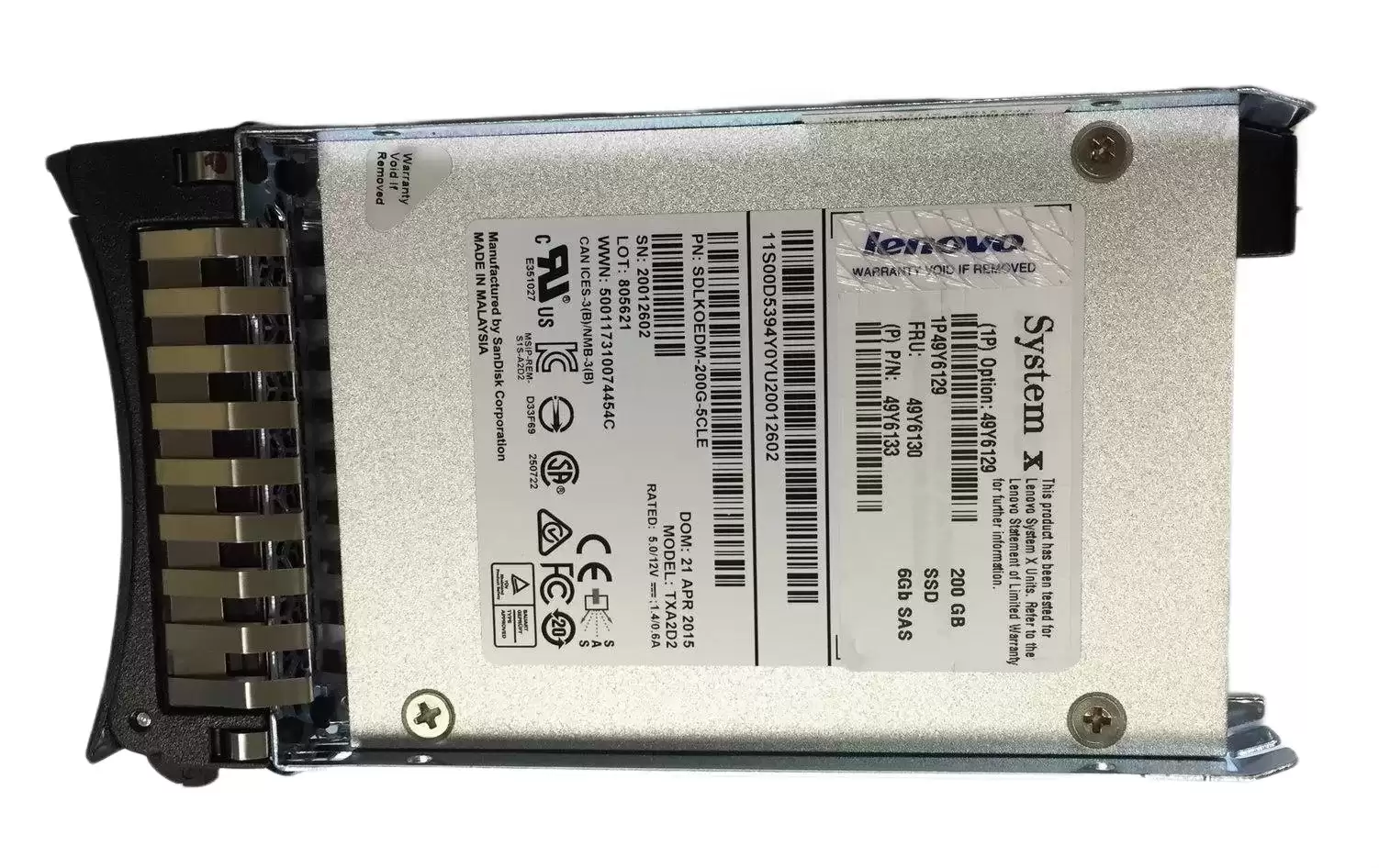 IBM 49Y6129 200GB SAS 6Gb/s Hot Swap MLC 2.5-inch Solid State Drive with Tray